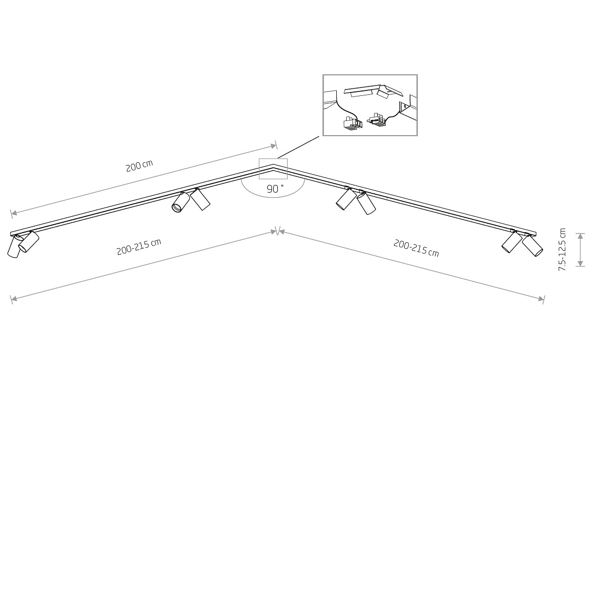 MONO CORNER 2x200 white-gold VIII 7697 Nowodvorski Lighting