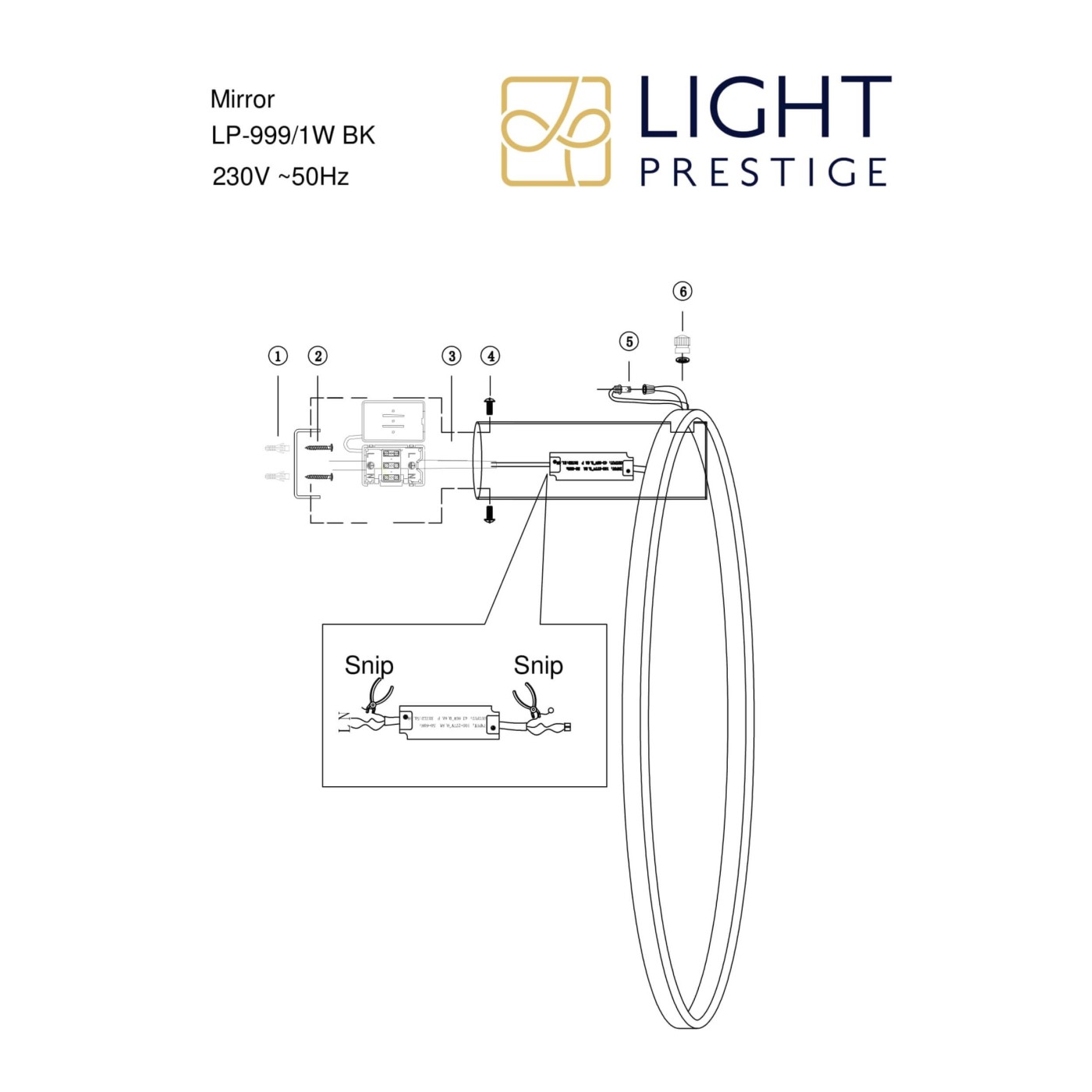 MIRROR LP-999/1W S BK Light Prestige