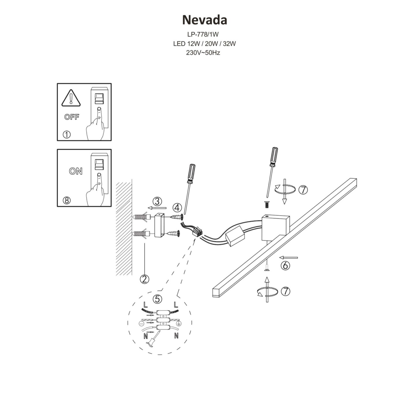 NEVADA white M LP-778/1W M WH Light Prestige