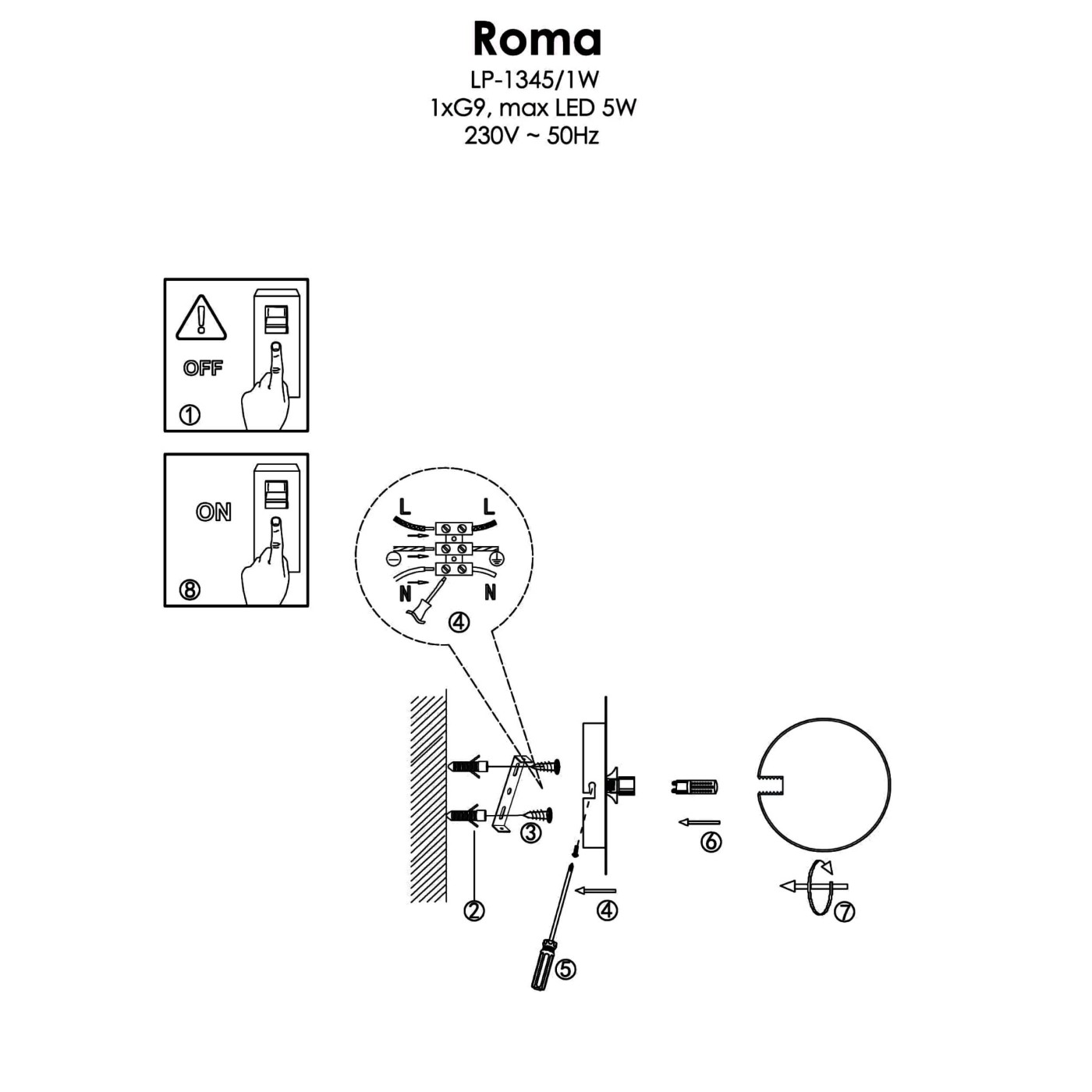 ROMA black LP-1345/1W BK Light Prestige