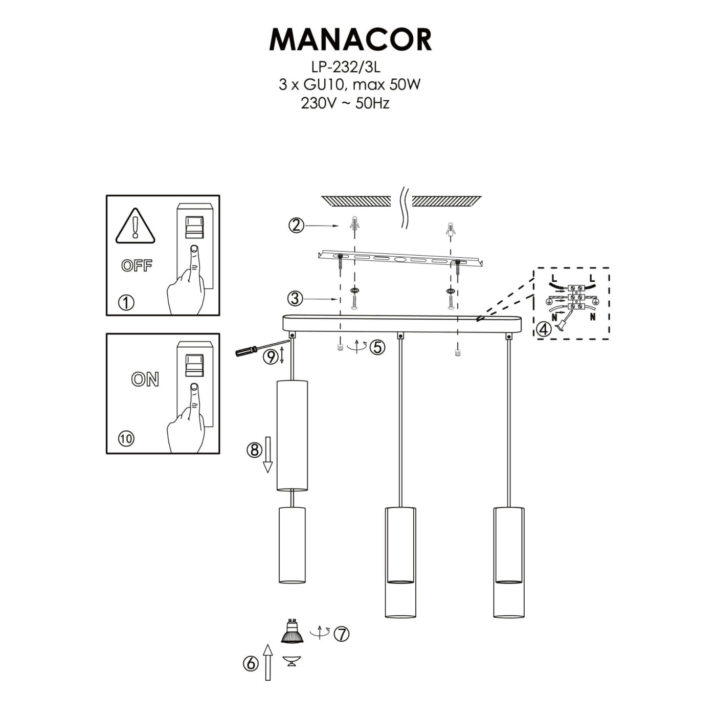 MANACOR III LP-232/3L WH Light Prestige