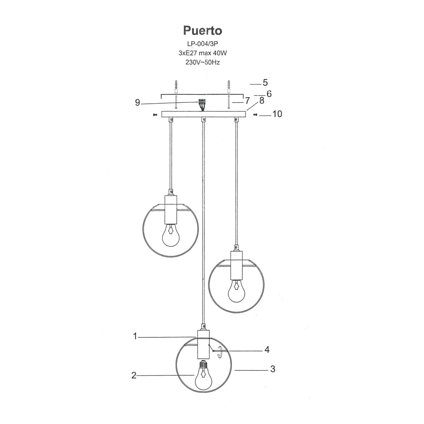 PUERTO black III LP-004/3P BK Light Prestige