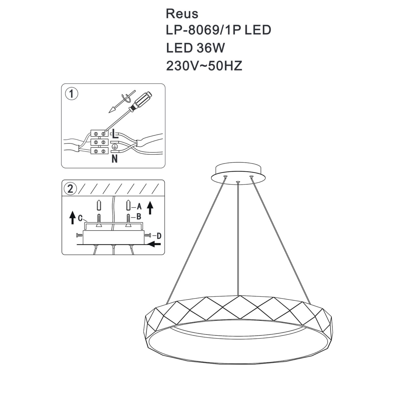 REUS LP-8069/1P LED GD Light Prestige