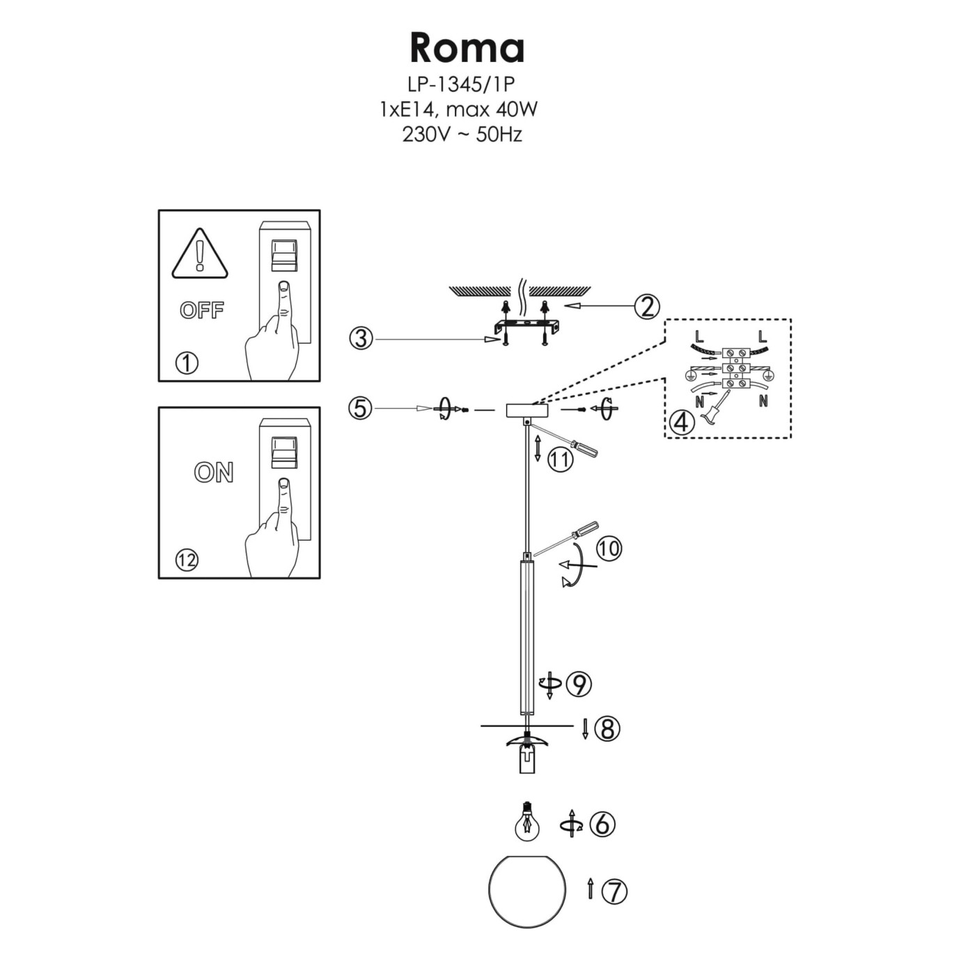 ROMA black I LP-1345/1P BK Light Prestige