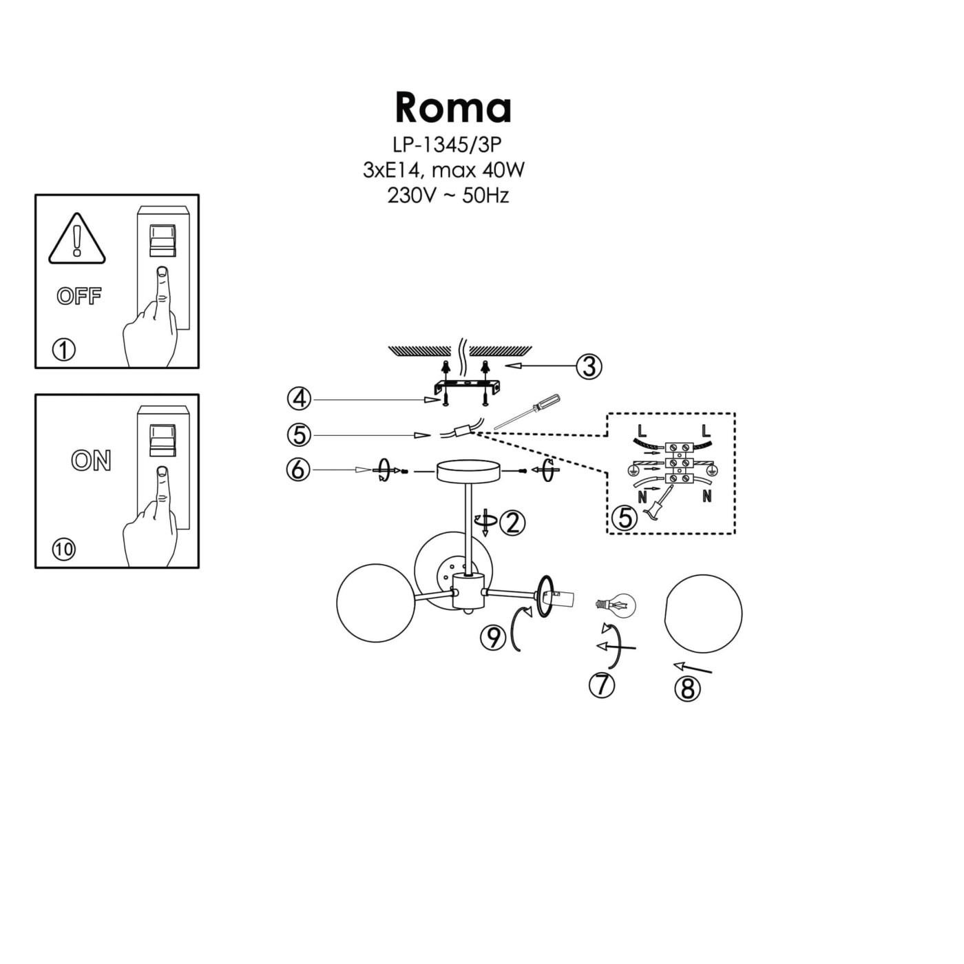 ROMA black III LP-1345/3P BK Light Prestige