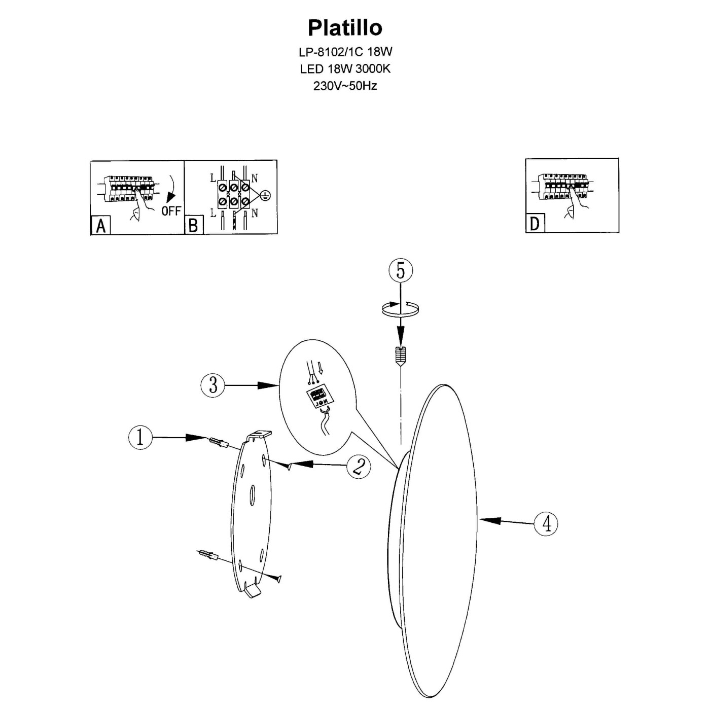 PLATILLO gold S LP-8102/1C-6W GD Light Prestige